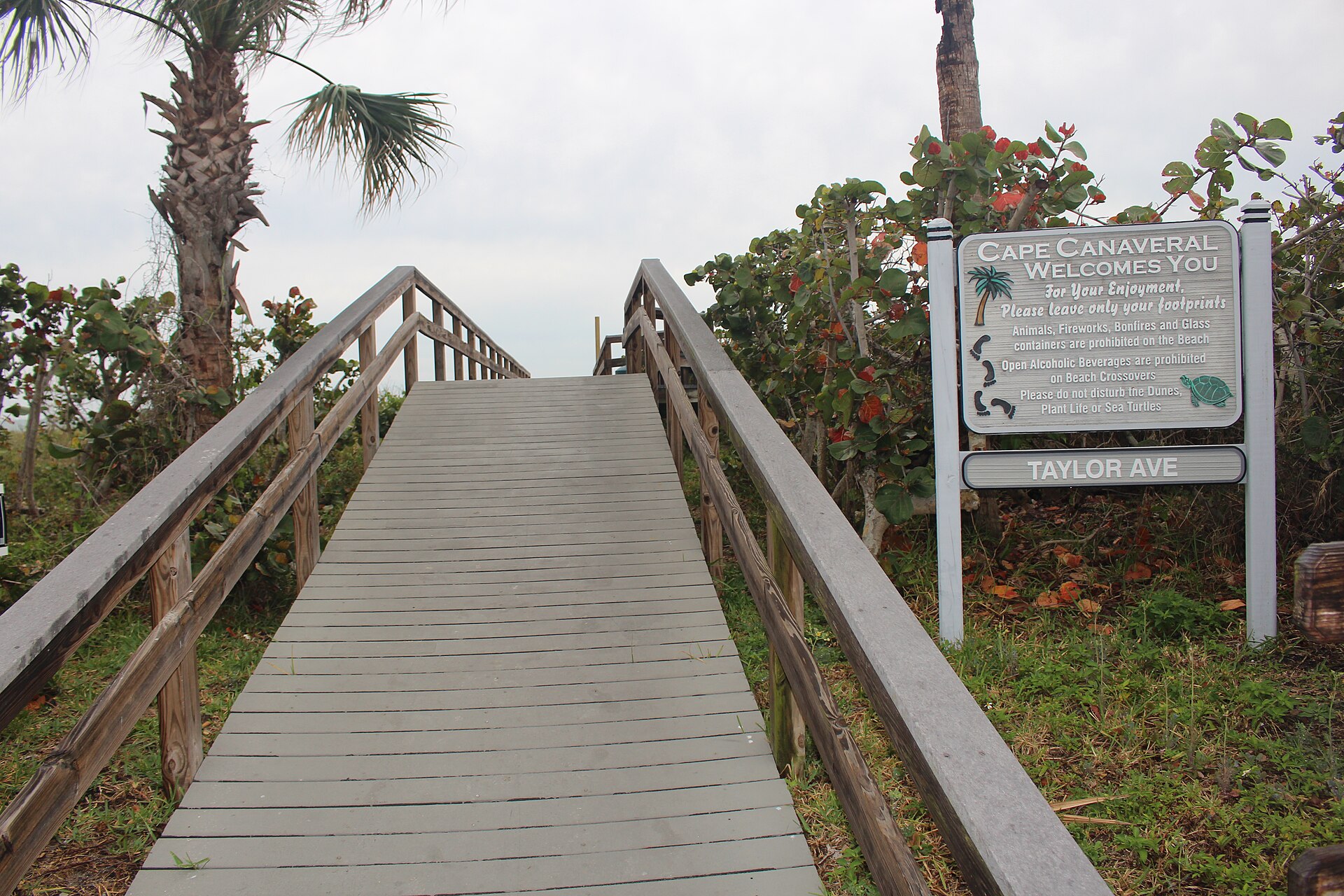 Boardwalk beach crossover at the Taylor Avenue beach access in Cape Canaveral