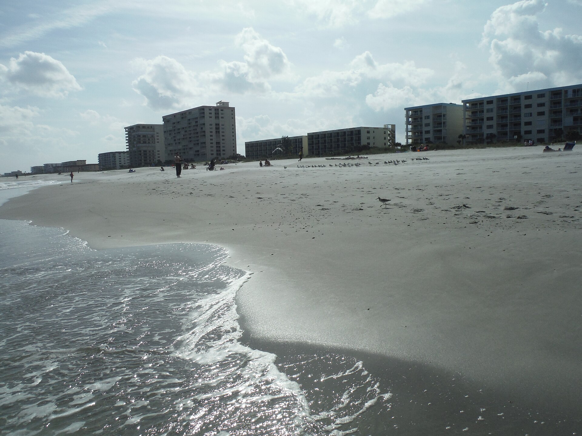 Cocoa Beach shoreline with oceanfront buildings